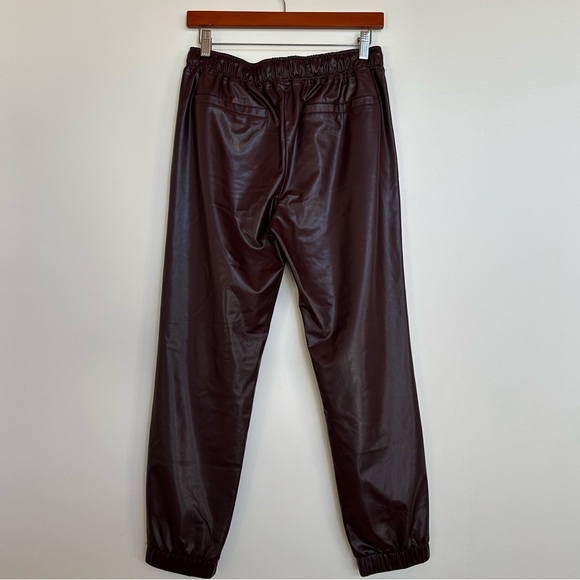 The Reset R / Label Maroon Vegan Leather Jogger Pants Size Small - Picture 2 of 10